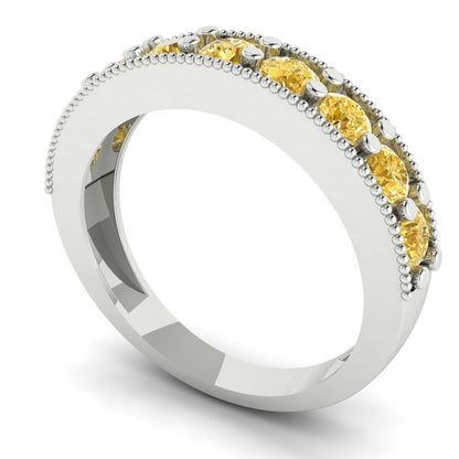 0.81 cttw Simulated Yellow Diamond Round Cut White Gold Eternity Wedding Band