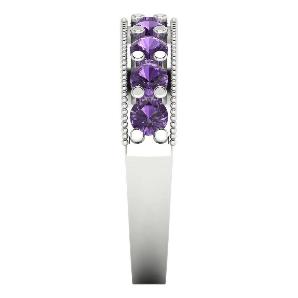 0.81 cttw Simulated Alexandrite Round Cut White Gold Eternity Wedding Band