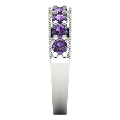 0.81 cttw Simulated Alexandrite Round Cut White Gold Eternity Wedding Band