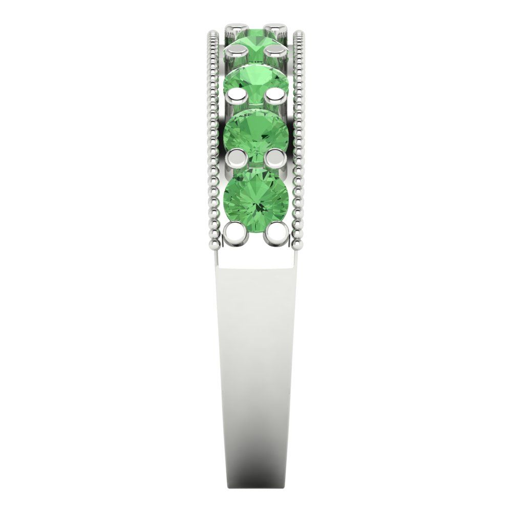 0.81 cttw Simulated Green Diamond Round Cut White Gold Eternity Wedding Band