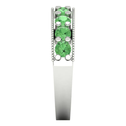 0.81 cttw Simulated Green Diamond Round Cut White Gold Eternity Wedding Band
