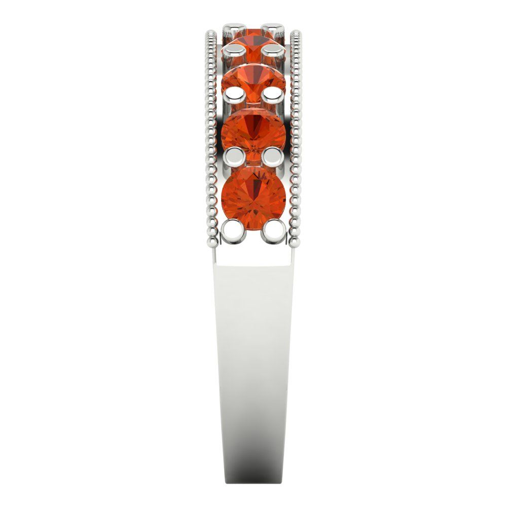 0.81 cttw Simulated Red Diamond Round Cut White Gold Eternity Wedding Band