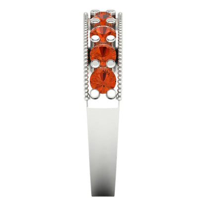 0.81 cttw Simulated Red Diamond Round Cut White Gold Eternity Wedding Band