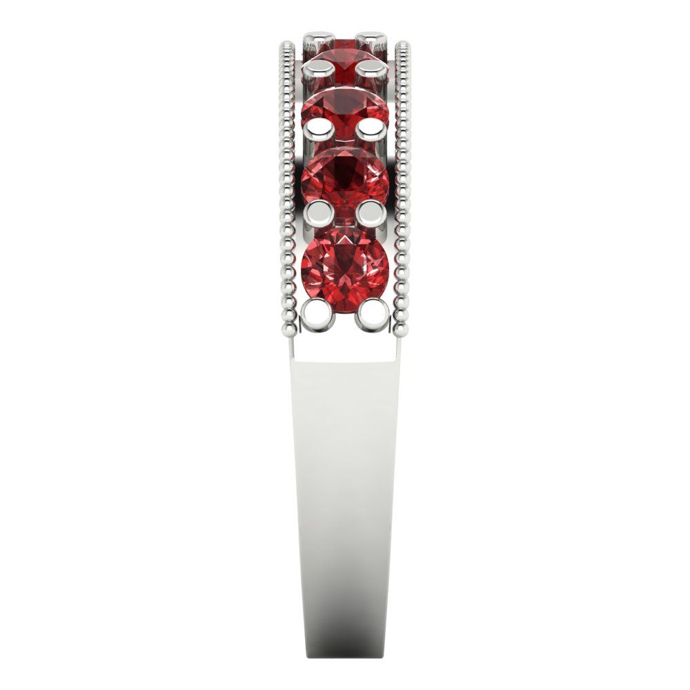 0.81 cttw Natural Garnet Round Cut White Gold Eternity Wedding Band