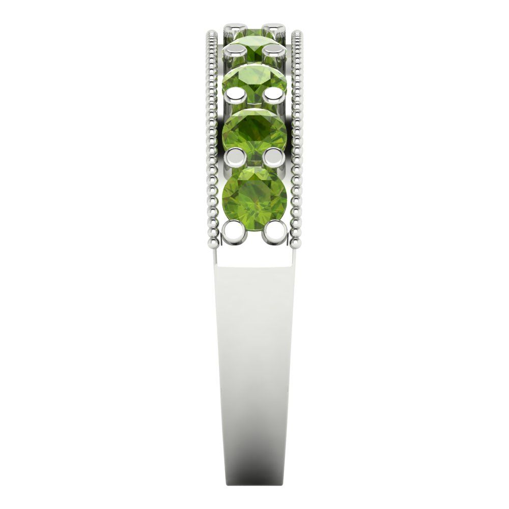 0.81 cttw Natural Peridot Round Cut White Gold Eternity Wedding Band