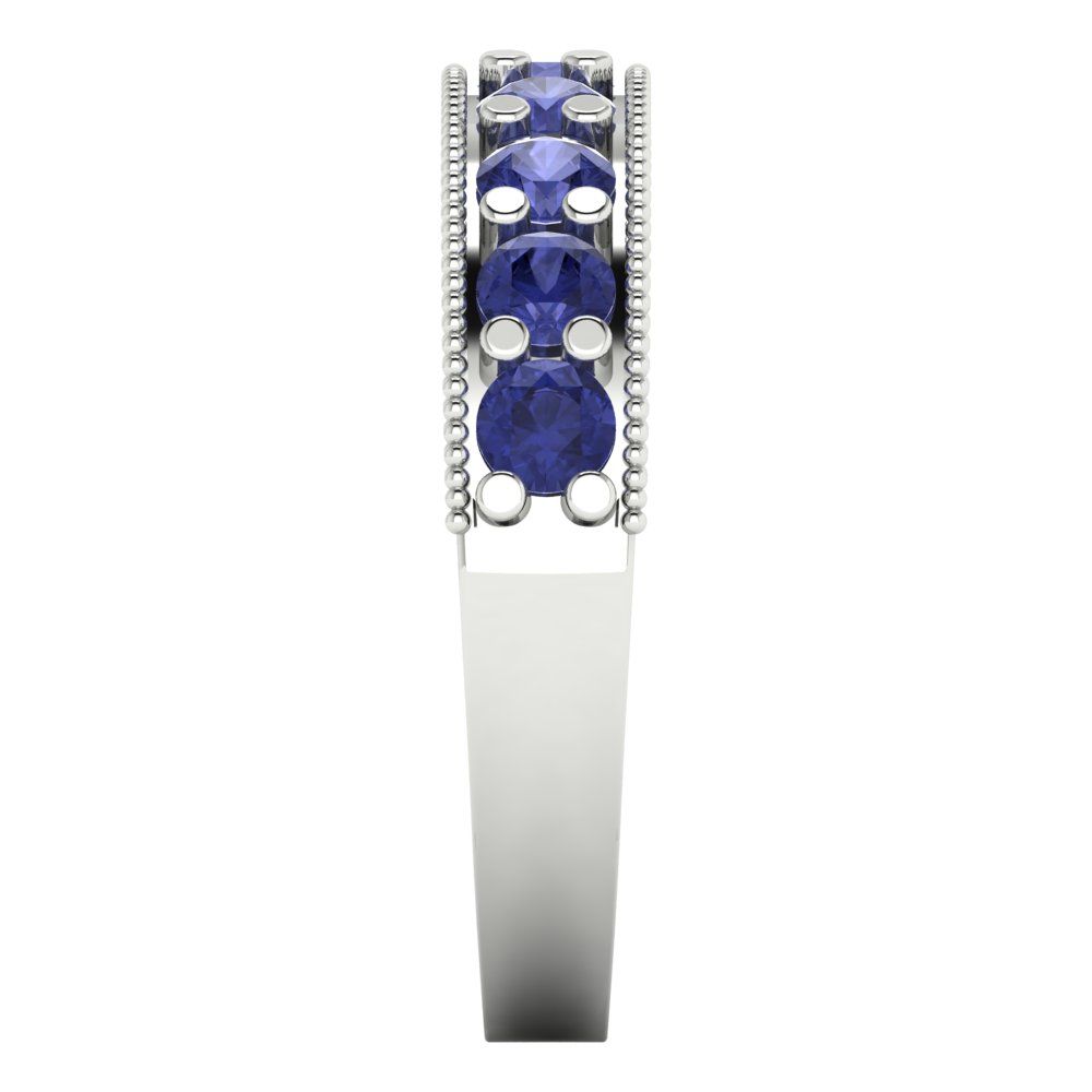 0.81 cttw Simulated Tanzanite Round Cut White Gold Eternity Wedding Band