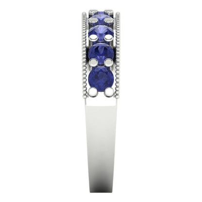 0.81 cttw Simulated Tanzanite Round Cut White Gold Eternity Wedding Band