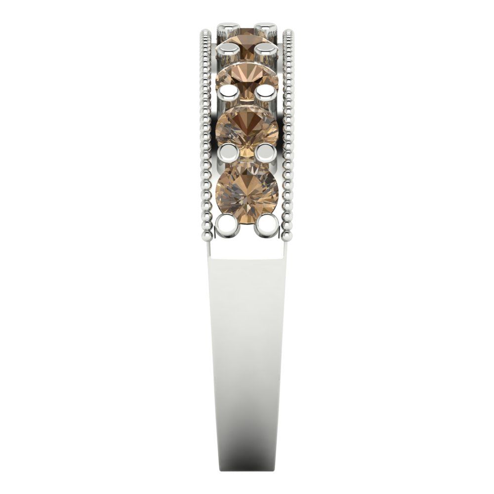 0.81 cttw Simulated Champagne Diamond Round Cut White Gold Eternity Wedding Band