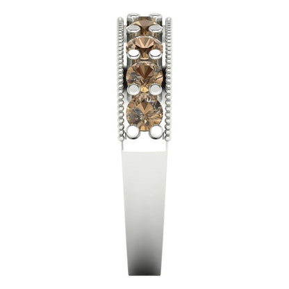 0.81 cttw Simulated Champagne Diamond Round Cut White Gold Eternity Wedding Band