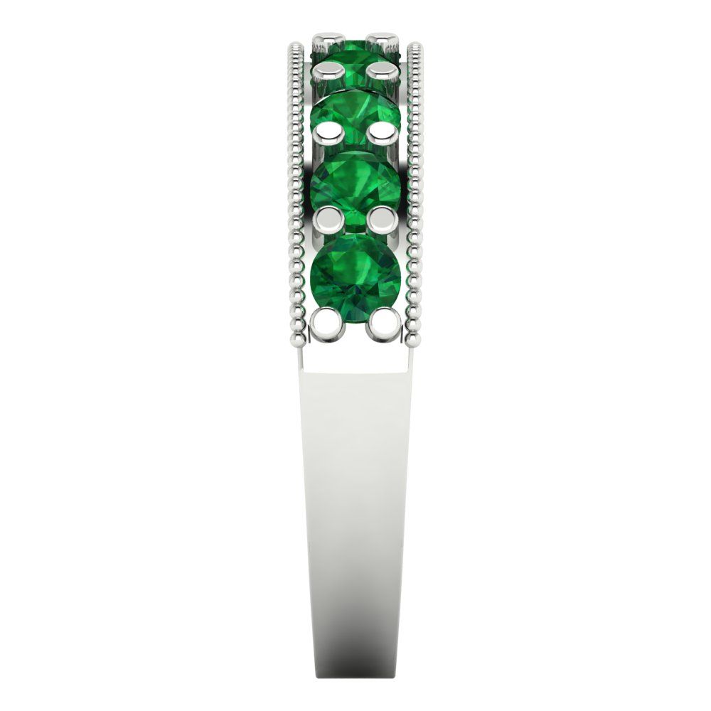 0.81 cttw Simulated Emerald Round Cut White Gold Eternity Wedding Band