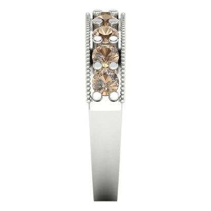 0.81 cttw Yellow Moissanite Round Cut White Gold Eternity Wedding Band