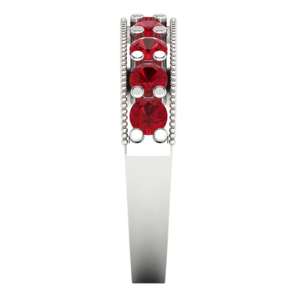 0.81 cttw Simulated Ruby Round Cut White Gold Eternity Wedding Band