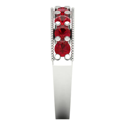 0.81 cttw Simulated Ruby Round Cut White Gold Eternity Wedding Band