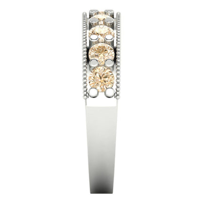 0.81 cttw Natural Morganite Round Cut White Gold Eternity Wedding Band