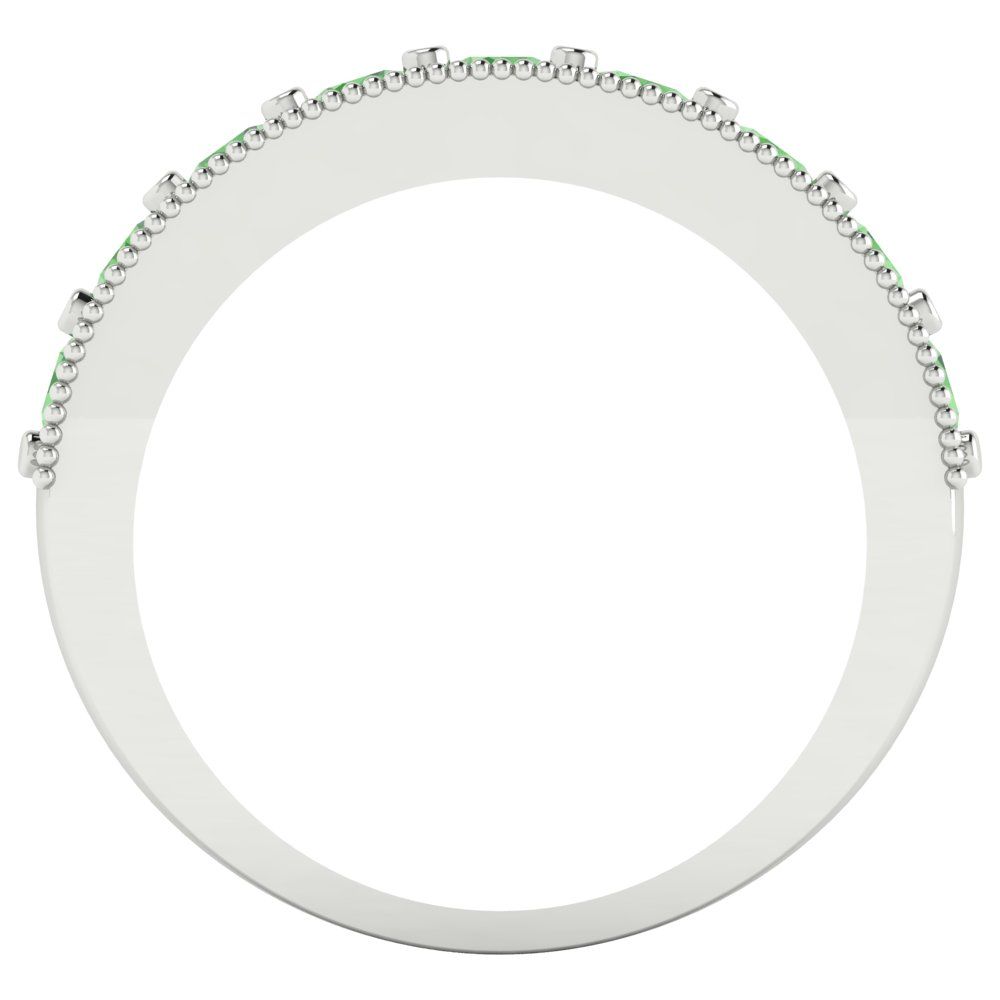 0.81 cttw Simulated Green Diamond Round Cut White Gold Eternity Wedding Band