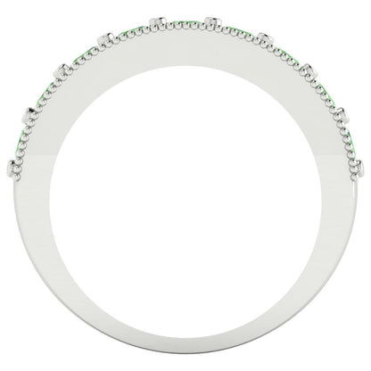 0.81 cttw Simulated Green Diamond Round Cut White Gold Eternity Wedding Band