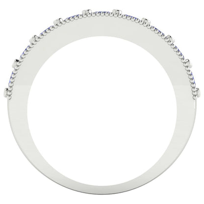 0.81 cttw Simulated Tanzanite Round Cut White Gold Eternity Wedding Band