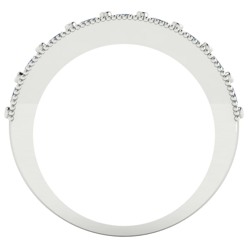 0.81 cttw Blue Moissanite Round Cut White Gold Eternity Wedding Band