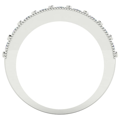 0.81 cttw Blue Moissanite Round Cut White Gold Eternity Wedding Band