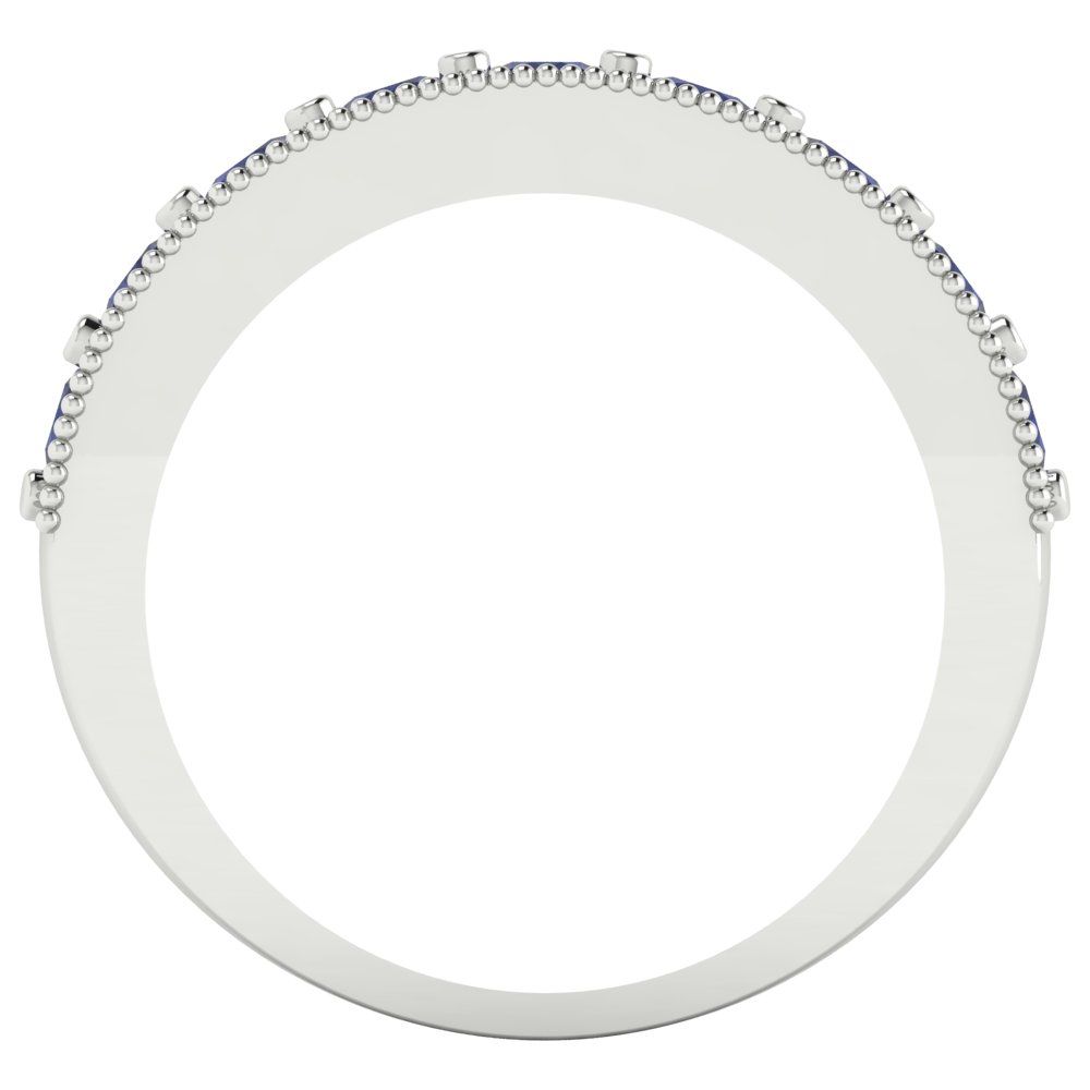 0.81 cttw Simulated Blue Sapphire Round Cut White Gold Eternity Wedding Band