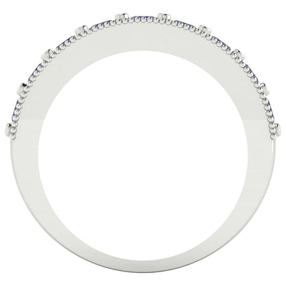 0.81 cttw Simulated Blue Sapphire Round Cut White Gold Eternity Wedding Band