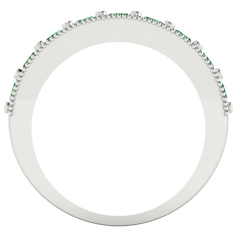 0.81 cttw Simulated Emerald Round Cut White Gold Eternity Wedding Band
