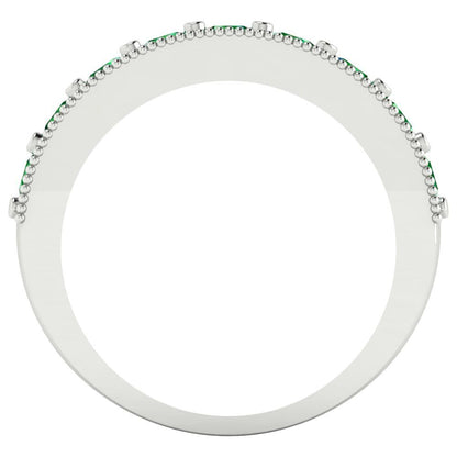0.81 cttw Simulated Emerald Round Cut White Gold Eternity Wedding Band