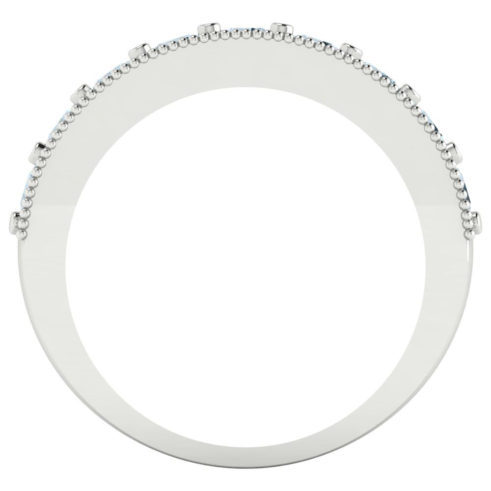 0.81 cttw Natural Aquamarine Round Cut White Gold Eternity Wedding Band