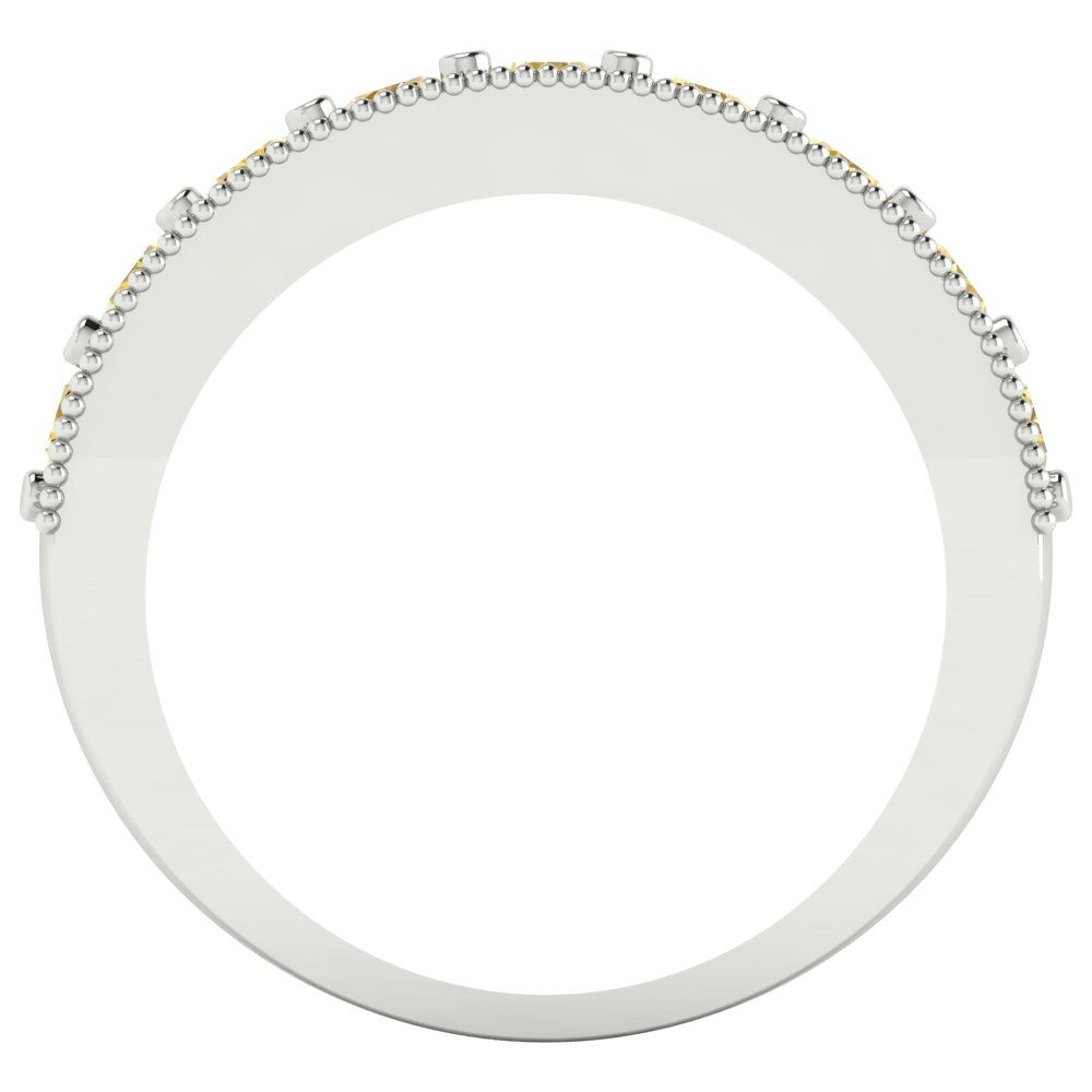 0.81 cttw Natural Citrine Round Cut White Gold Eternity Wedding Band