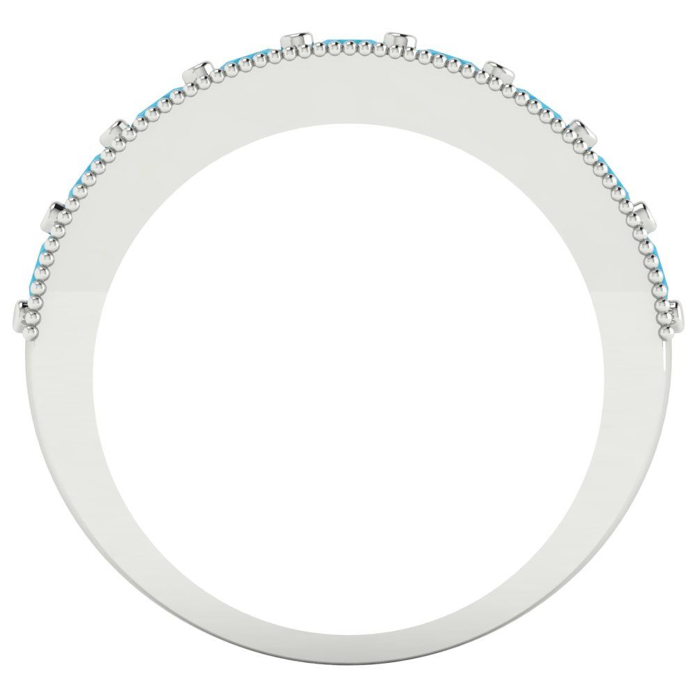 0.81 cttw Simulated Turquoise Round Cut White Gold Eternity Wedding Band