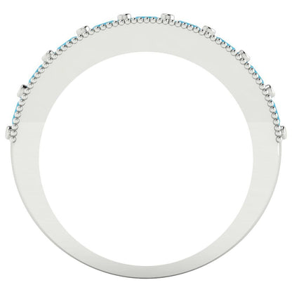 0.81 cttw Simulated Turquoise Round Cut White Gold Eternity Wedding Band