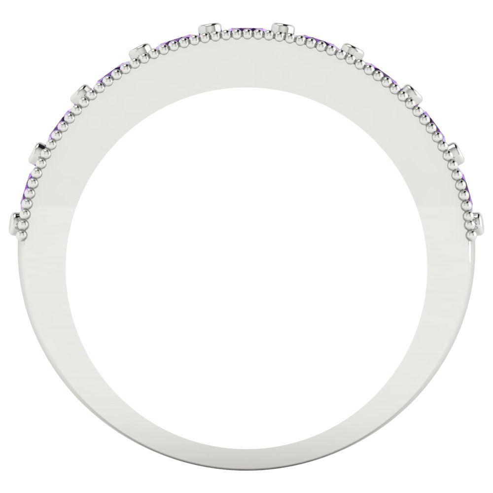 0.81 cttw Natural Amethyst Round Cut White Gold Eternity Wedding Band