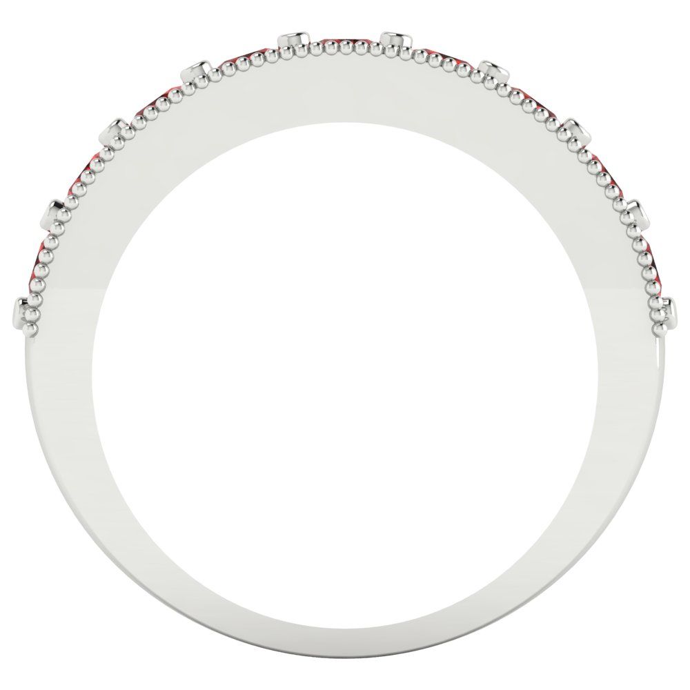 0.81 cttw Natural Garnet Round Cut White Gold Eternity Wedding Band