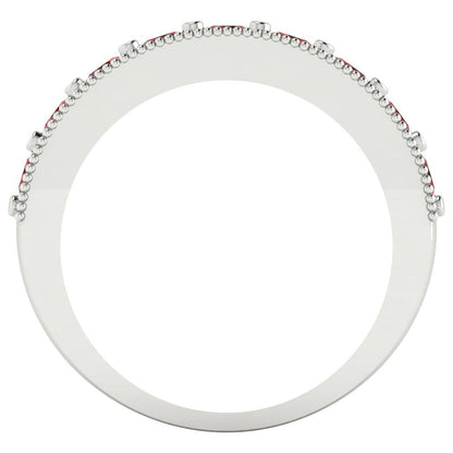 0.81 cttw Natural Garnet Round Cut White Gold Eternity Wedding Band