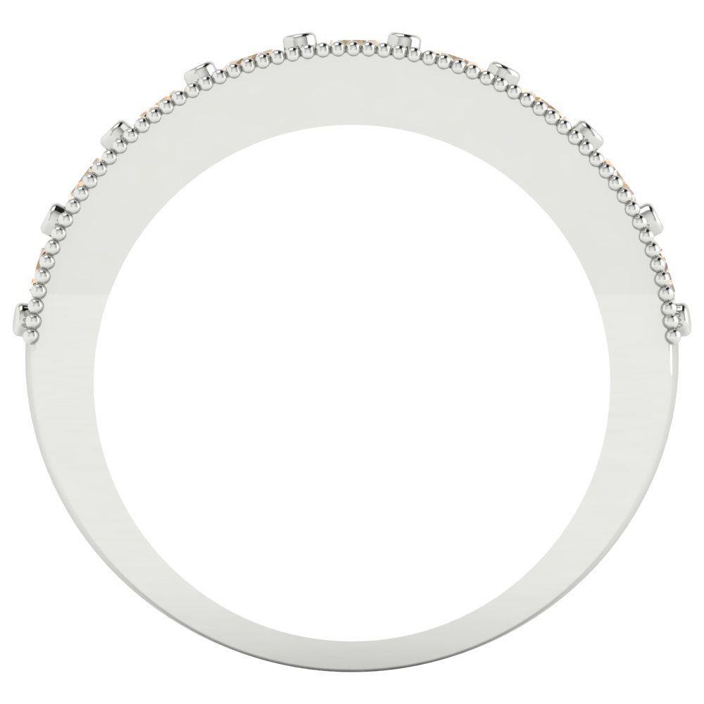 0.81 cttw Natural Morganite Round Cut White Gold Eternity Wedding Band