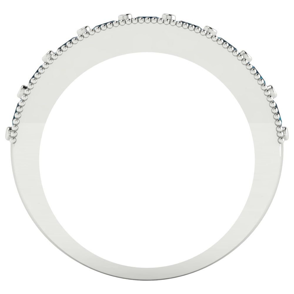 0.81 cttw Natural London Blue Topaz Round Cut White Gold Eternity Wedding Band