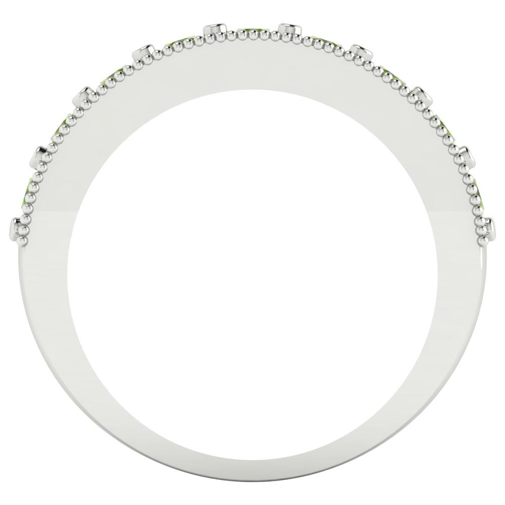 0.81 cttw Natural Peridot Round Cut White Gold Eternity Wedding Band