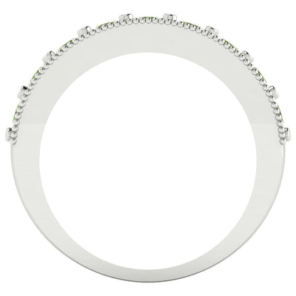 0.81 cttw Natural Peridot Round Cut White Gold Eternity Wedding Band