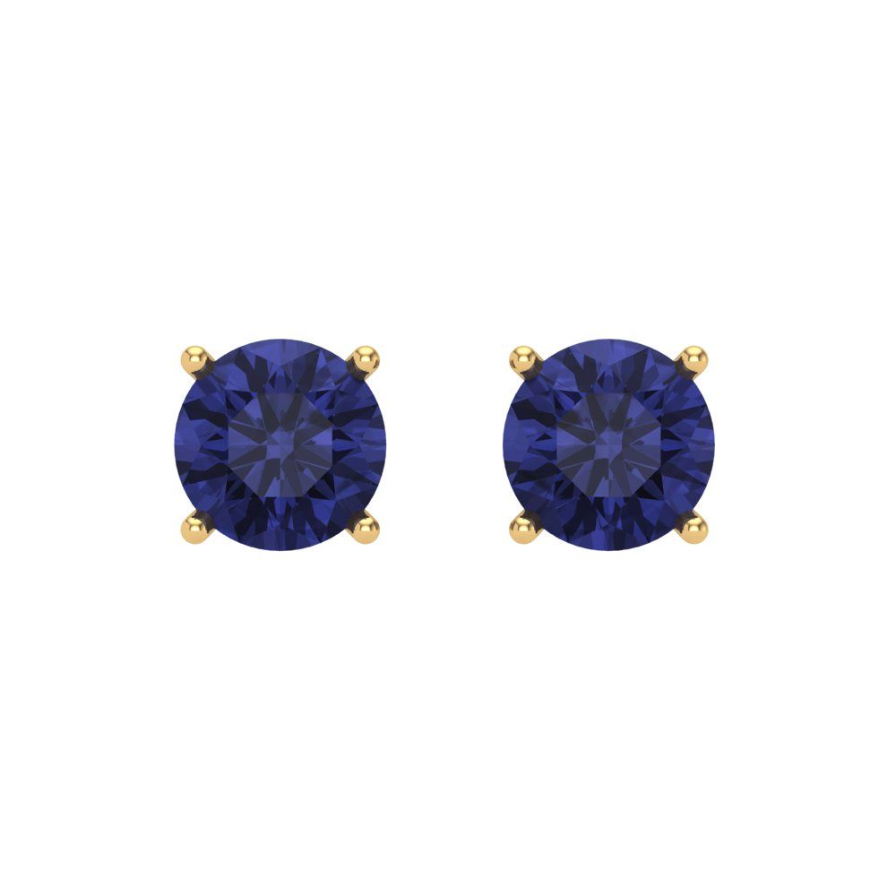 2 ctw Tanzanite Studs Earrings | 6.5mm Round Cut White Gold Screw back | December Birthstone