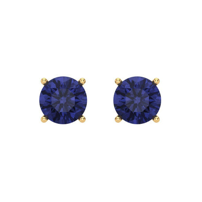 2 ctw Tanzanite Studs Earrings | 6.5mm Round Cut White Gold Screw back | December Birthstone