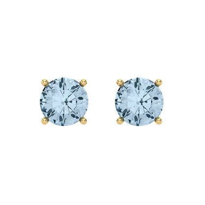 2 ctw Aquamarine Studs Earrings | 6.5mm Round Cut White Gold Screw back | March Birthstone