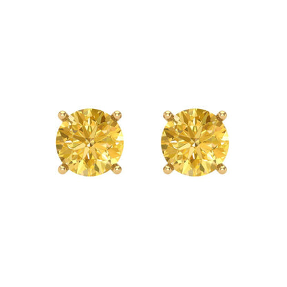 2 ctw Citrine Studs Earrings | 6.5mm Round Cut White Gold Screw back | November Birthstone