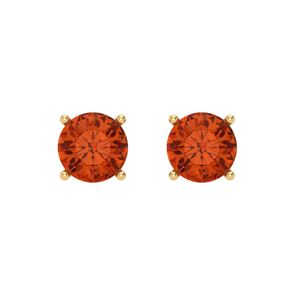 2 ctw Red Zirconia Studs Earrings | 6.5mm Round Cut White Gold Screw back | April Birthstone