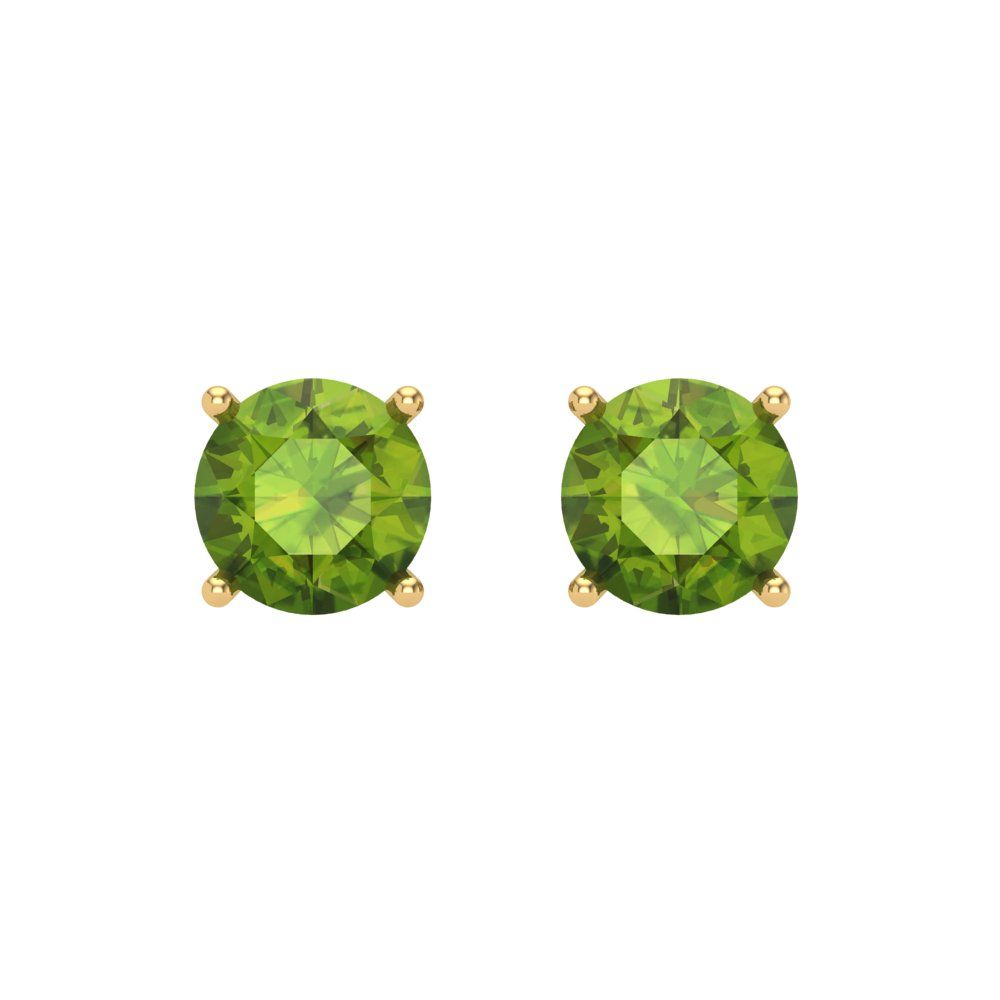 2 ctw Peridot Studs Earrings | 6.5mm Round Cut White Gold Screw back | August Birthstone