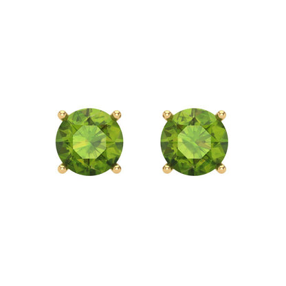 2 ctw Peridot Studs Earrings | 6.5mm Round Cut White Gold Screw back | August Birthstone
