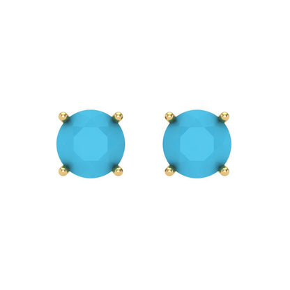 2 ctw Turquoise Studs Earrings | 6.5mm Round Cut White Gold Screw back | December Birthstone