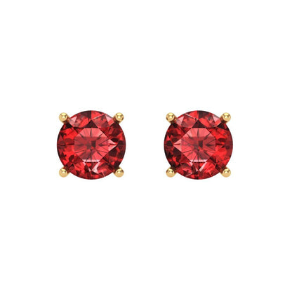2 ctw Garnet Studs Earrings | 6.5mm Round Cut White Gold Screw back | January Birthstone