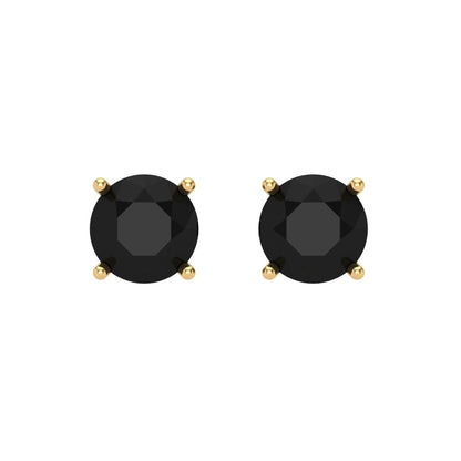 2 ctw Onyx Studs Earrings | 6.5mm Round Cut White Gold Screw back | July Birthstone