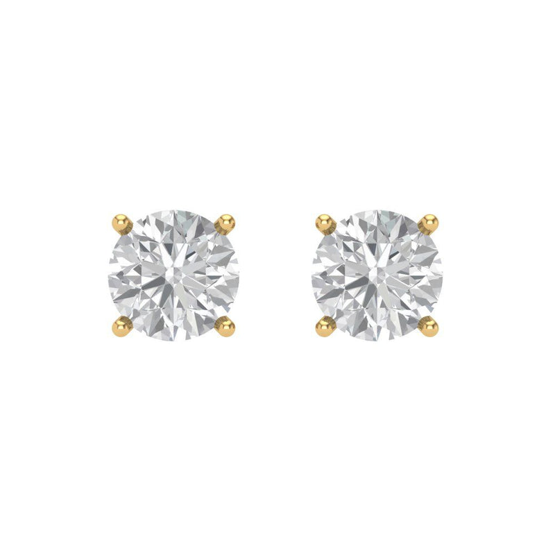 2 ct Brilliant Round Cut Solitaire Studs Natural Diamond Stone Clarity SI1-2 Color G-H Yellow Gold Earrings Screw back