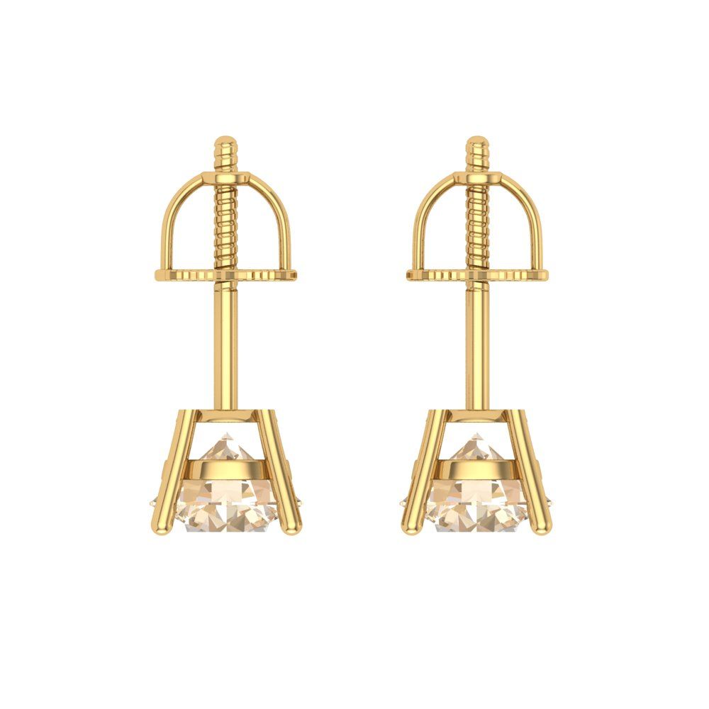 2 ctw Morganite Studs Earrings | 6.5mm Round Cut White Gold Screw back | February Birthstone
